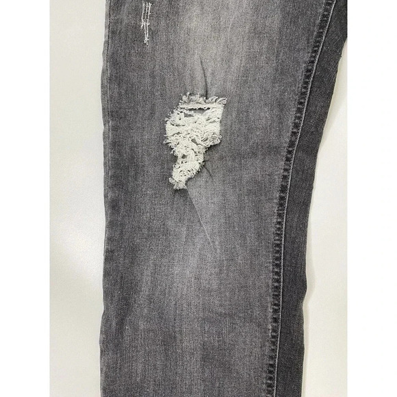 Kensie Jeans Women 10/30 Gray Patchwork Straight Denim Stretch Distressed - Picture 4 of 10